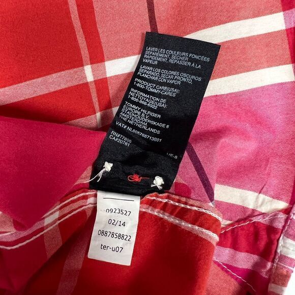 Tommy Hilfiger Custom Fit Red/Pink Plaid Button Down Shirt Long Sleeve Casual L - Picture 6 of 10